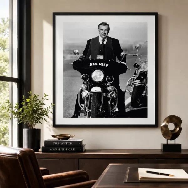 Frank Sinatra Sheriff Motorcycle Poster, Black And White Print