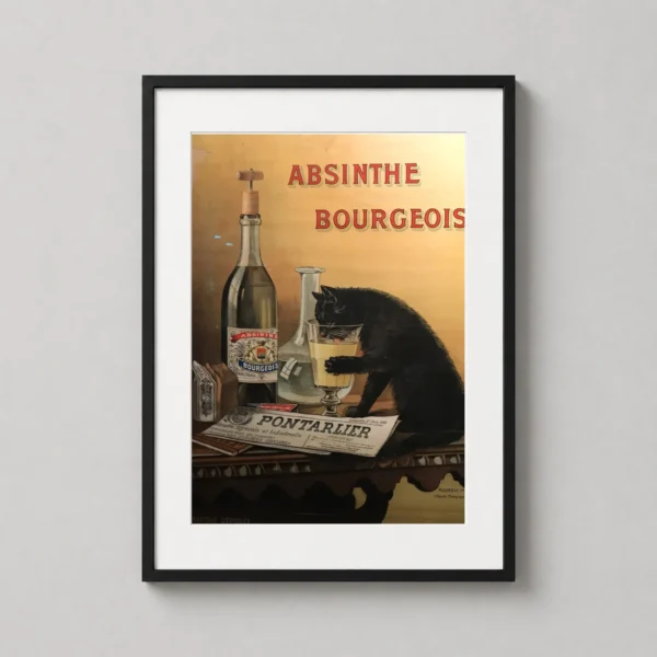 Absinthe Bourgeois 1902 Black Cat French Advertising Wall Art Print
