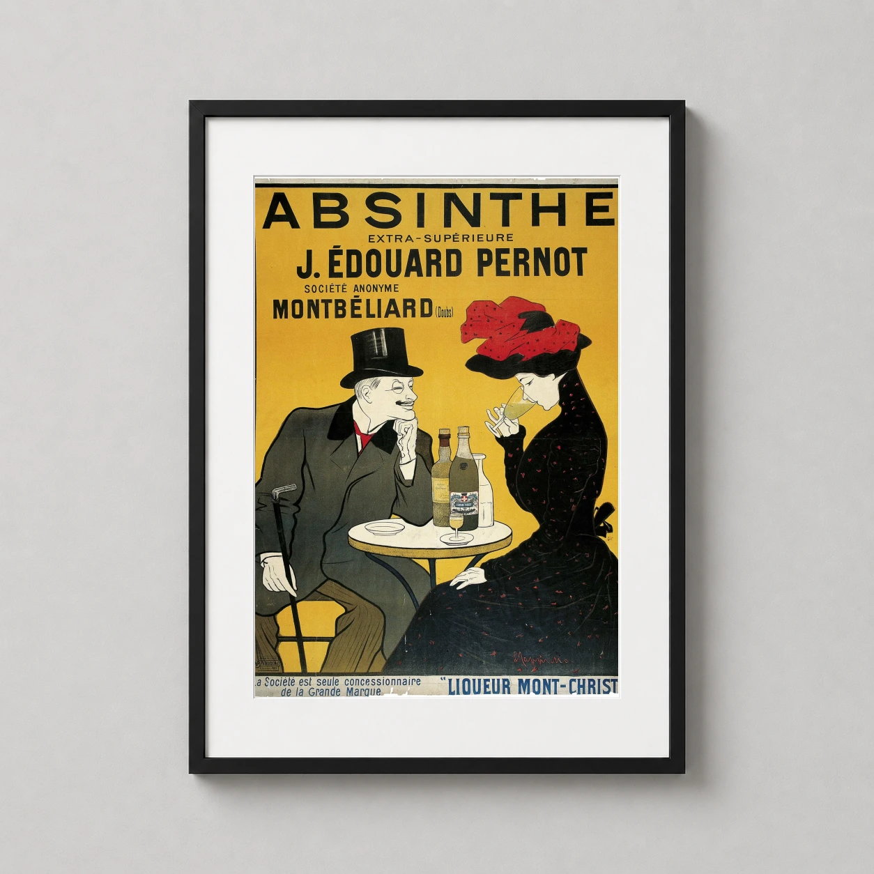 Edouard Pernot Absinthe Advertising — classic Belle Époque advertisement featuring a man and woman at a café