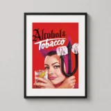 Alcohol and Tobacco Retro Devil Woman Advertising Bar Wall Art Print
