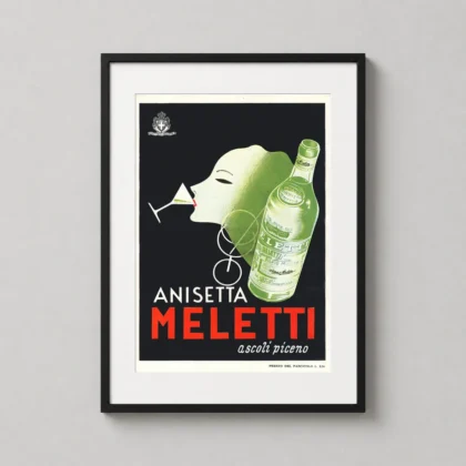 Anisetta Meletti | Classic Italian Liqueur Vintage Advertising Poster framed wall art mockup