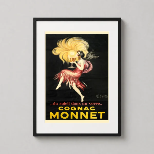 Cognac Monnet 1927 Art Deco Sun in a Glass Vintage Art Print