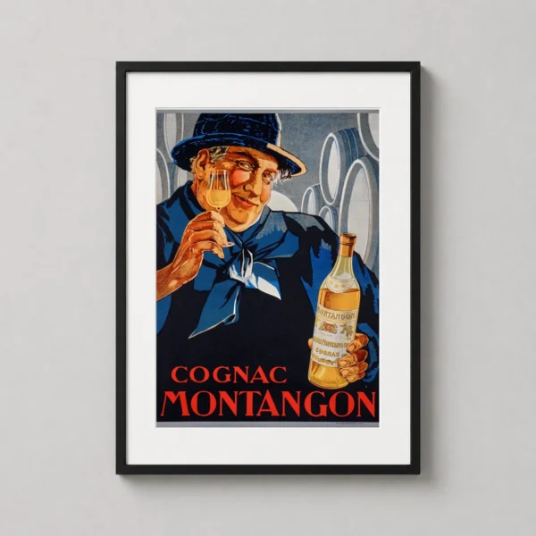 Cognac Montangon Vintage French Alcohol Advertising Art Print