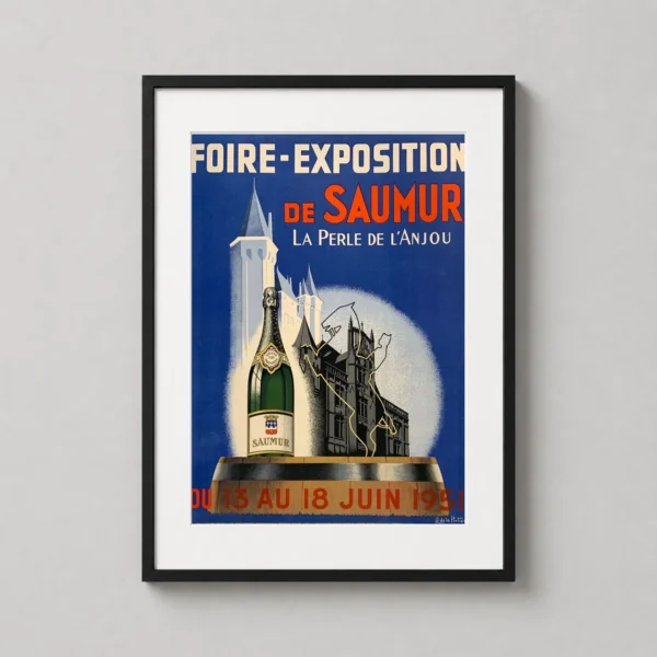 Vintage Saumur Fair 1951 Anjou Wine and Equestrian Art Print