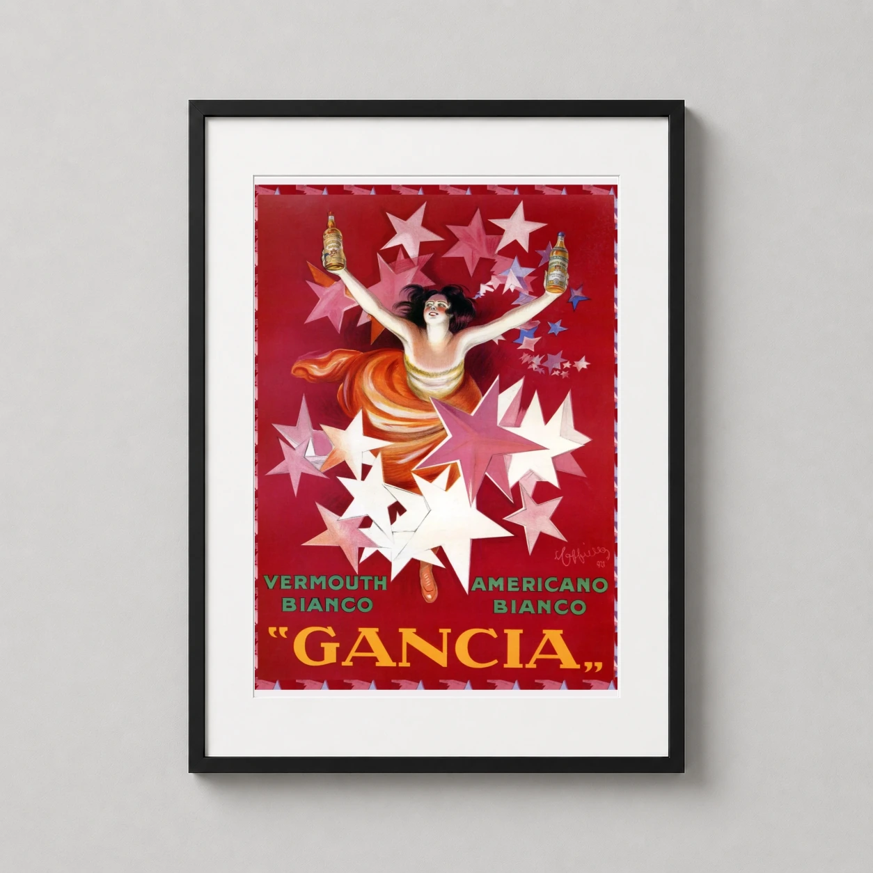 Gancia Americano Bianco — 1921 vintage Italian poster for Gancia Americano Bianco featuring an