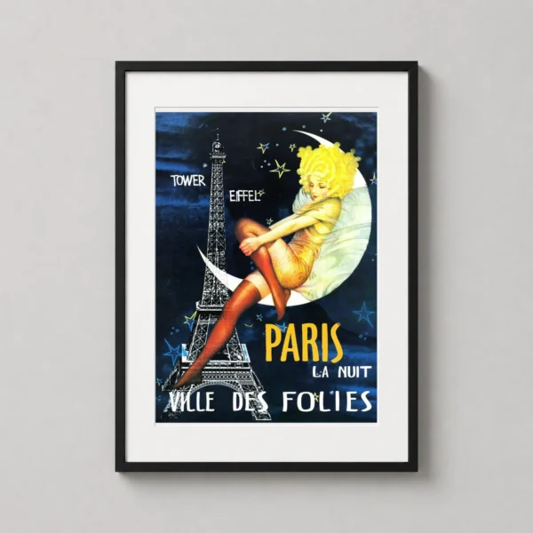 Paris La Nuit Ville Des Folies Art Deco Travel Poster