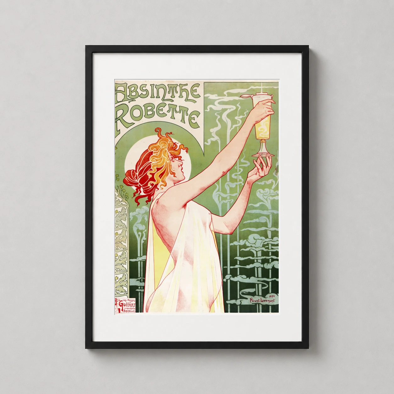 Privat Livemont Absinthe Robette — classic 1895 Art Nouveau advertisement by Privat Livemont featuring a