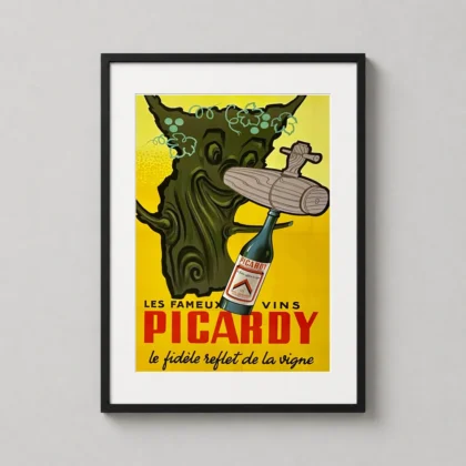 1930s French Wine Advertising Poster - Vintage Picardy Art vintage advertising artwork for wall decor