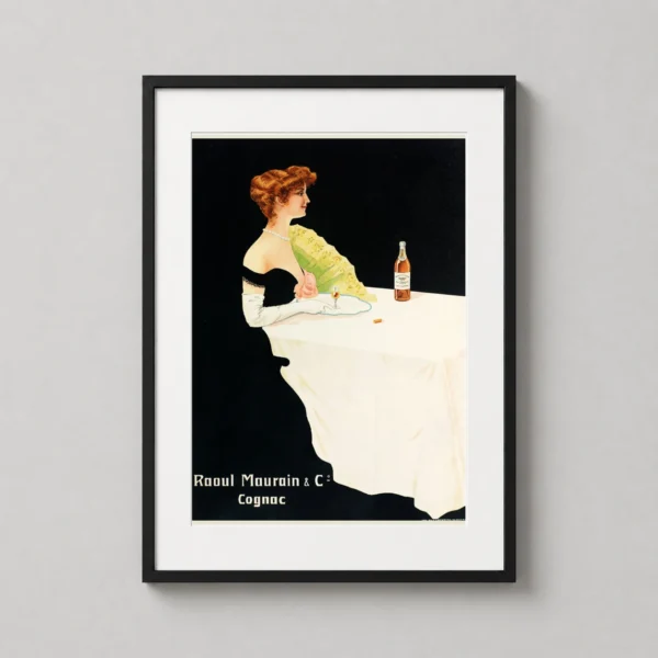 Raoul Maurain Cognac Vintage Poster, Elegant Art Nouveau Art Print