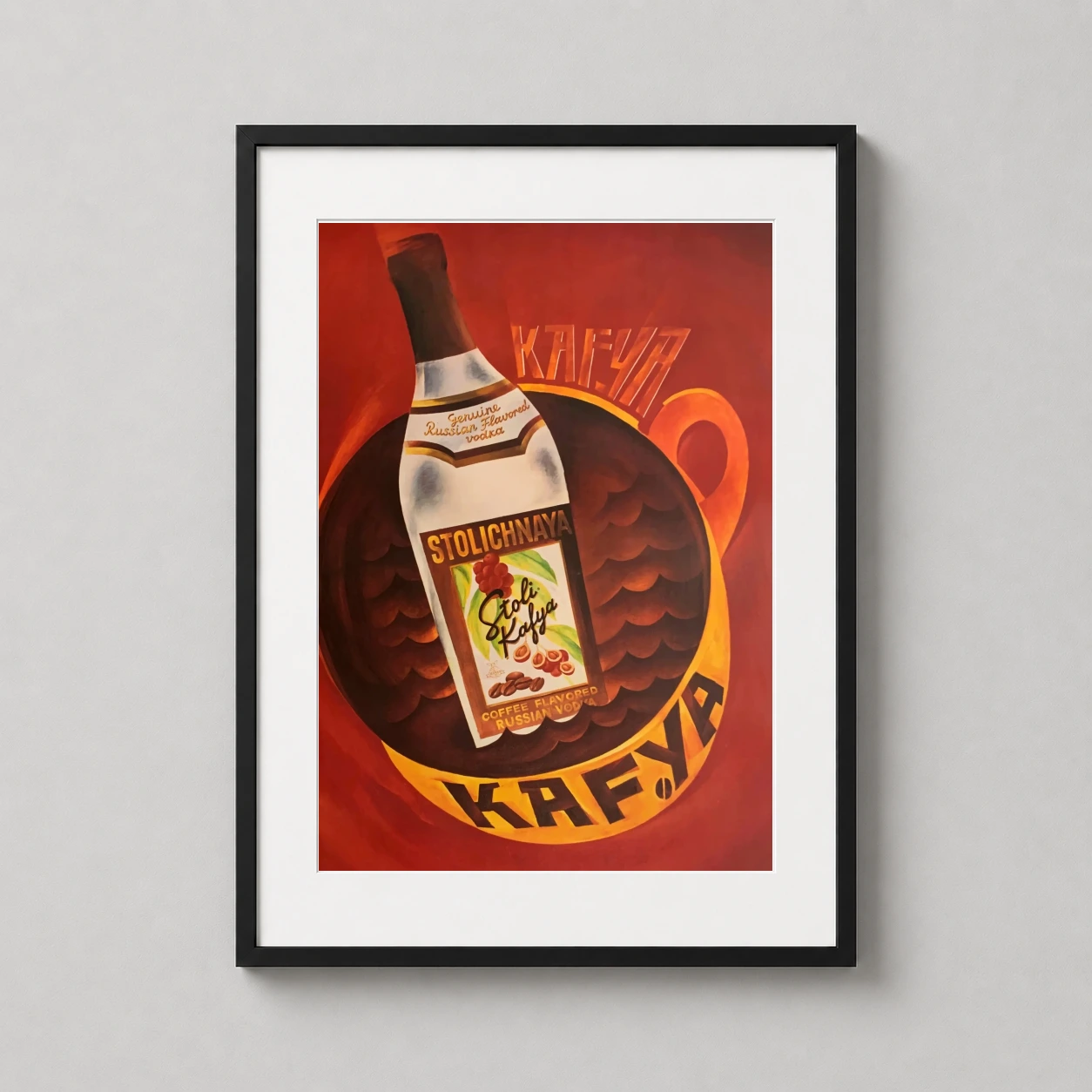 Stolichnaya Stoli Kafya Coffee — this vintage-style art print features a Stolichnaya Stoli Kafya vodka