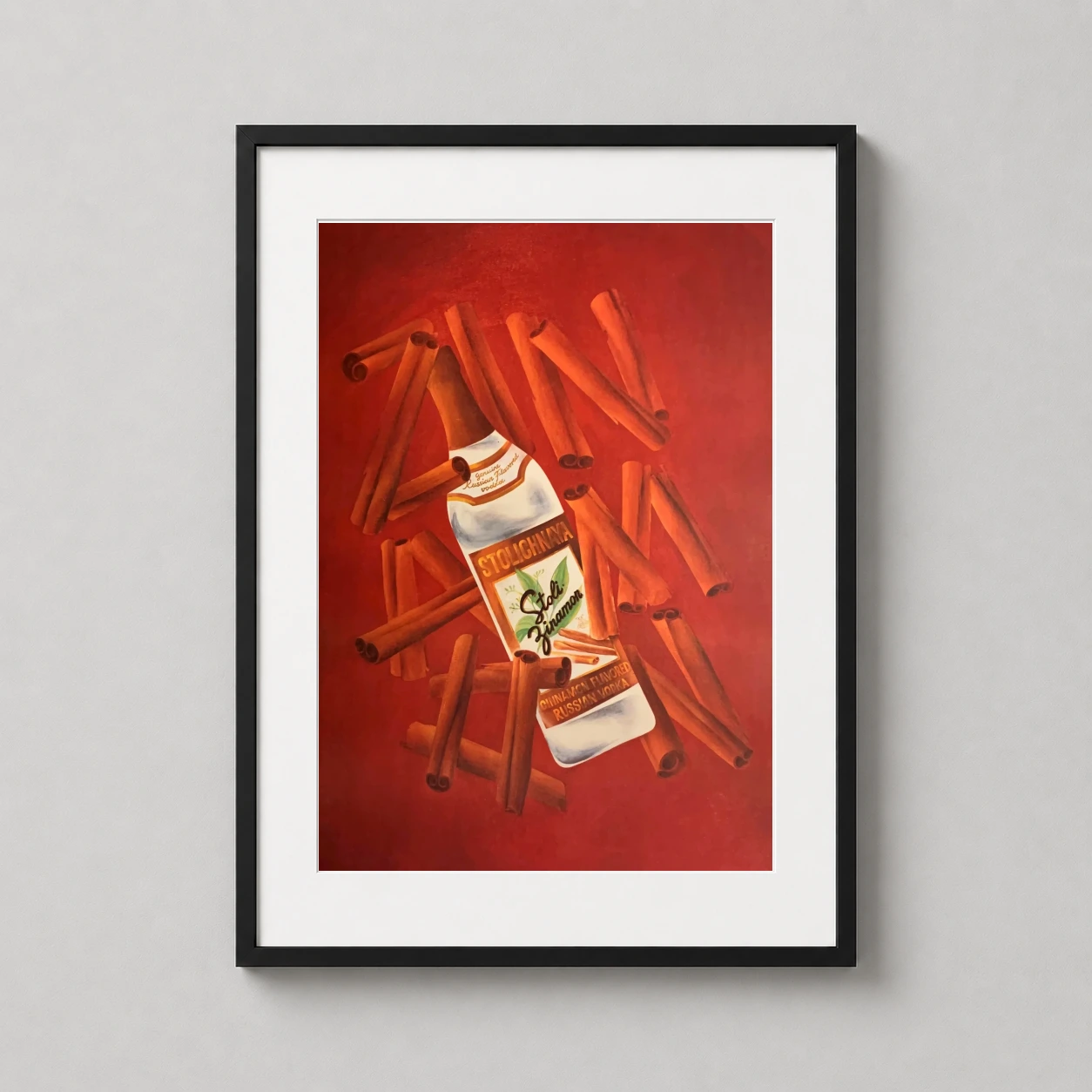 Stolichnaya Stoli Zinamon Cinnamon — this illustrated art print features a Stolichnaya Stoli Zinamon vodka