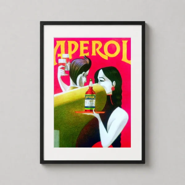 Aperol Vintage Italian Advertising Poster, Pink and Yellow Art Print