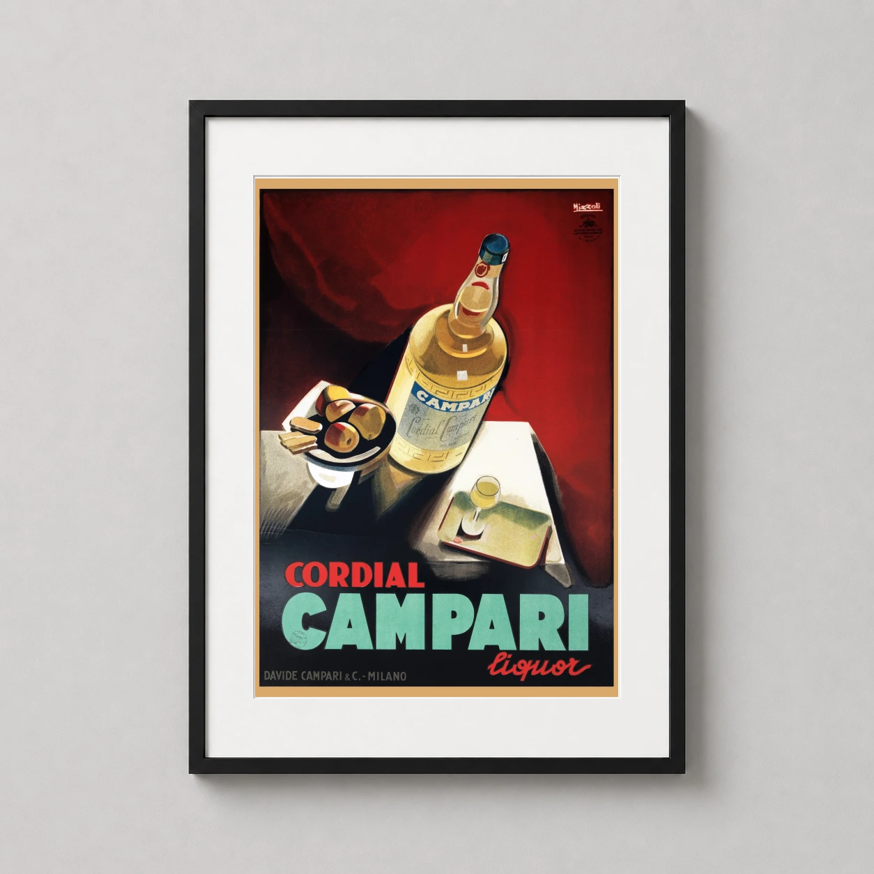 Cordial Campari Deco Marcello Advertising — vibrant Marcello Nizzoli illustration featuring a Cordial Campari