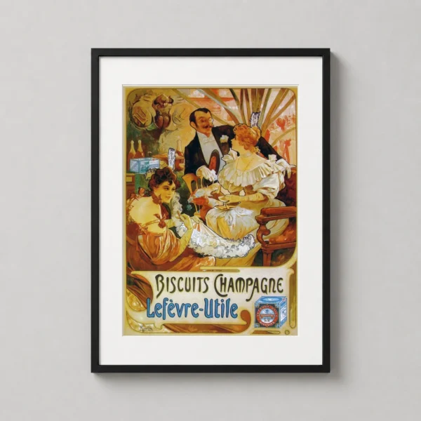 Biscuits Champagne Lefevre-Utile 1896, Mucha Art Nouveau Print