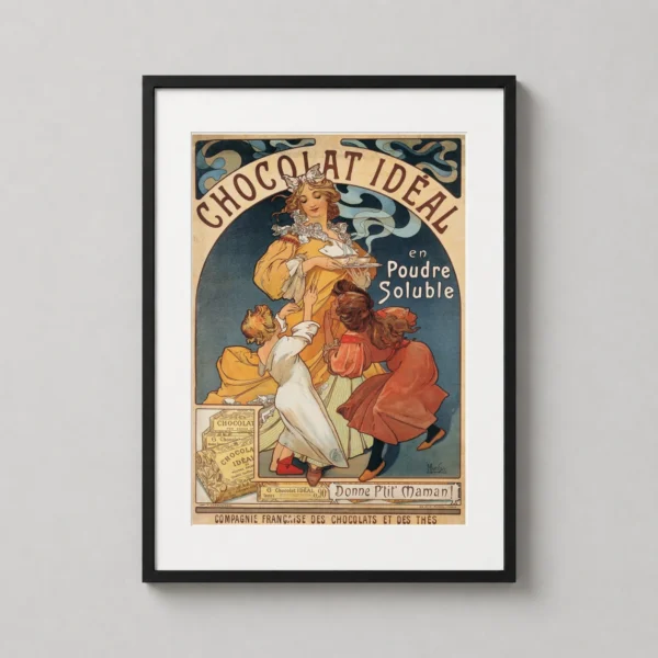 Alphonse Mucha Chocolat Ideal 1897 Art Nouveau Vintage Poster