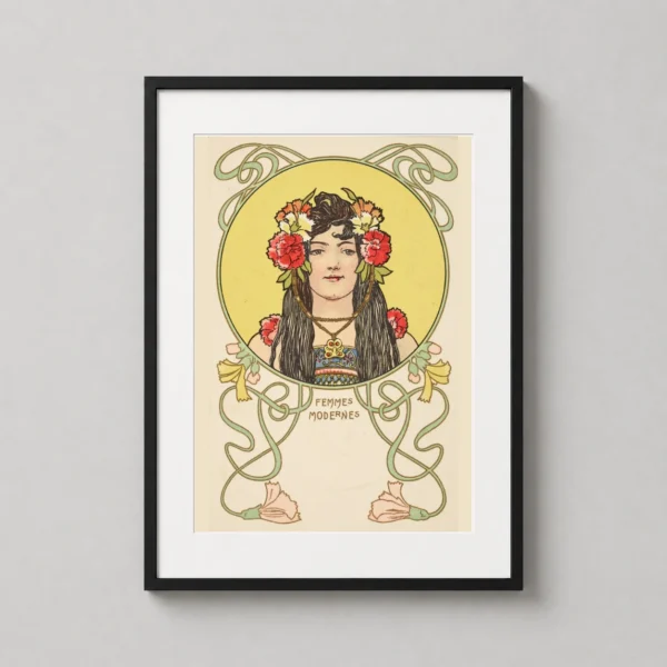 Femmes Modernes Art Nouveau Print, Vintage Floral Woman Art Print