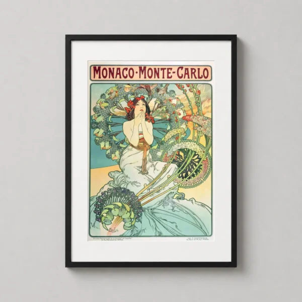 Alphonse Mucha Monaco Monte-Carlo 1897 Vintage Art Print