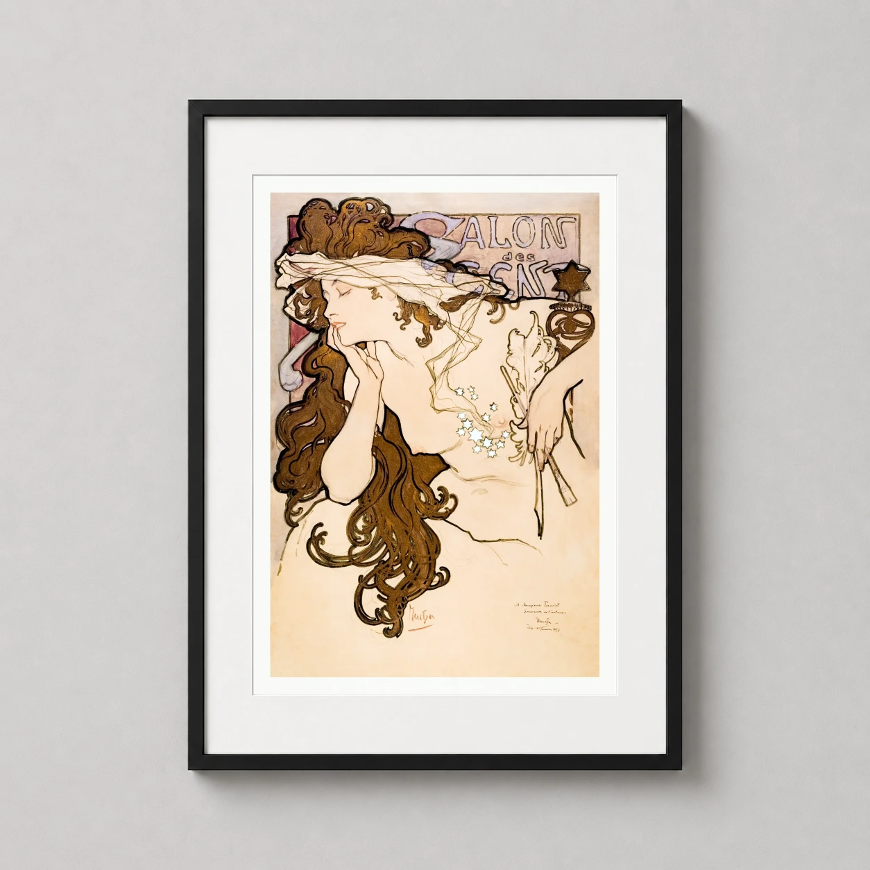 Salon des Cent 1896 — ethereal 1896 Art Nouveau illustration by Alphonse Mucha featuring a