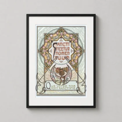 Alphonse Mucha ‘Le Pater’: Sanctificetur Nomen Tuum (1899) Art Nouveau Poster framed wall art mockup