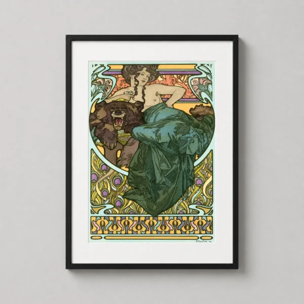 Alphonse Mucha Woman and the Bear 1902 Art Nouveau Art Print