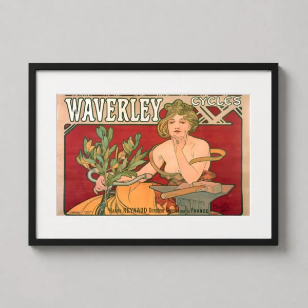 Alphonse Mucha Waverley Cycles 1898 Vintage Art Nouveau Print