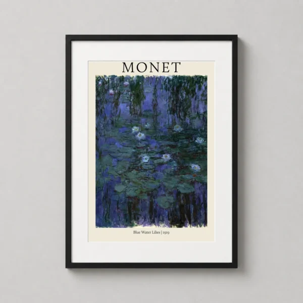 Claude Monet Blue Water Lilies 1919 Deep Indigo Impressionist Art Print