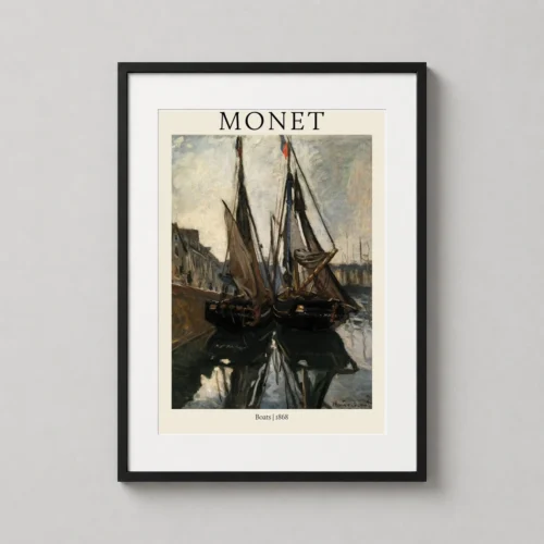 Claude Monet Boats 1868, Impressionist Harbor Art Print