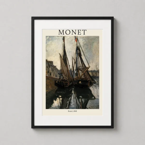 Claude Monet Boats 1868, Impressionist Harbor Art Print