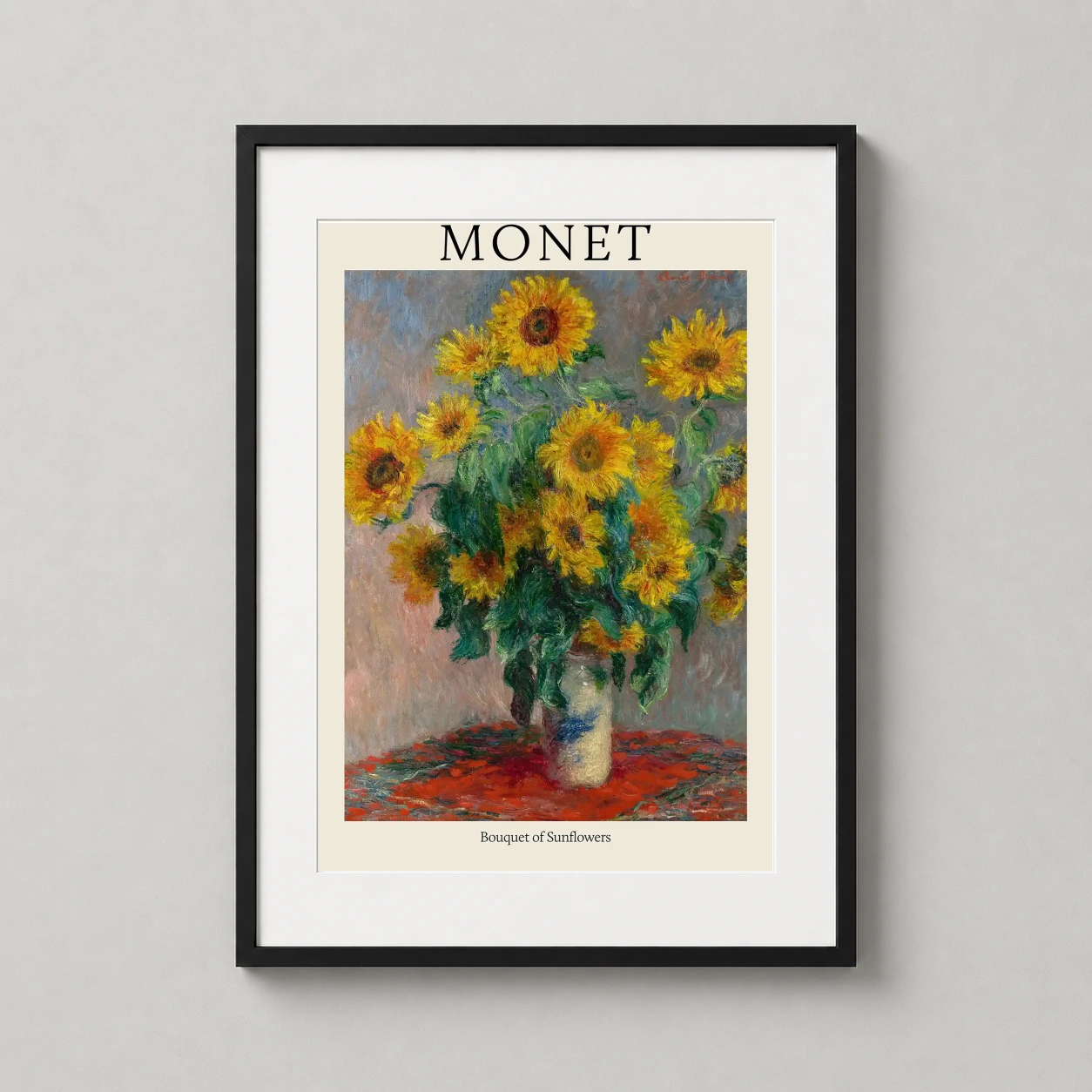 Monet Bouquet Sunflowers — vibrant still life by Claude Monet featuring a lush bouquet of yellow