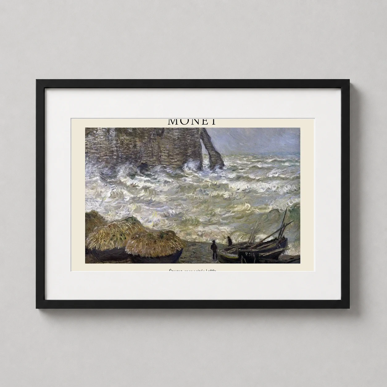 Claude Monet Étretat Rough — evocative 1883 Claude Monet painting featuring the dramatic limestone