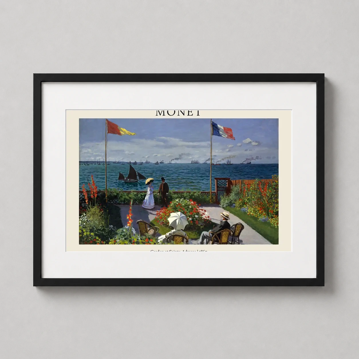 Garden Sainte Adresse 1867 — this early Impressionist masterpiece features a vibrant seaside terrace