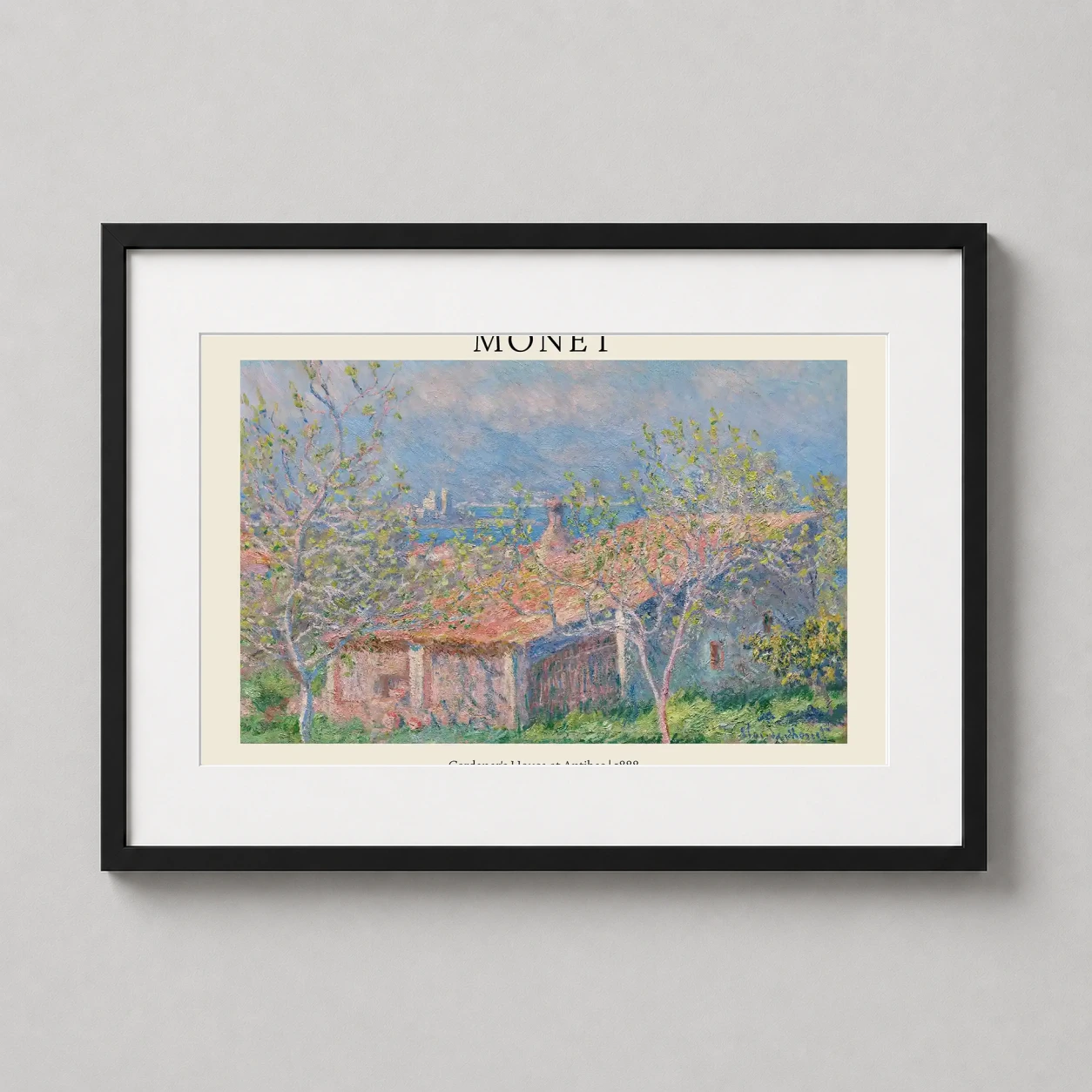 Claude Monet Gardener's House — sun-drenched Impressionist landscape featuring a red-roofed stone house