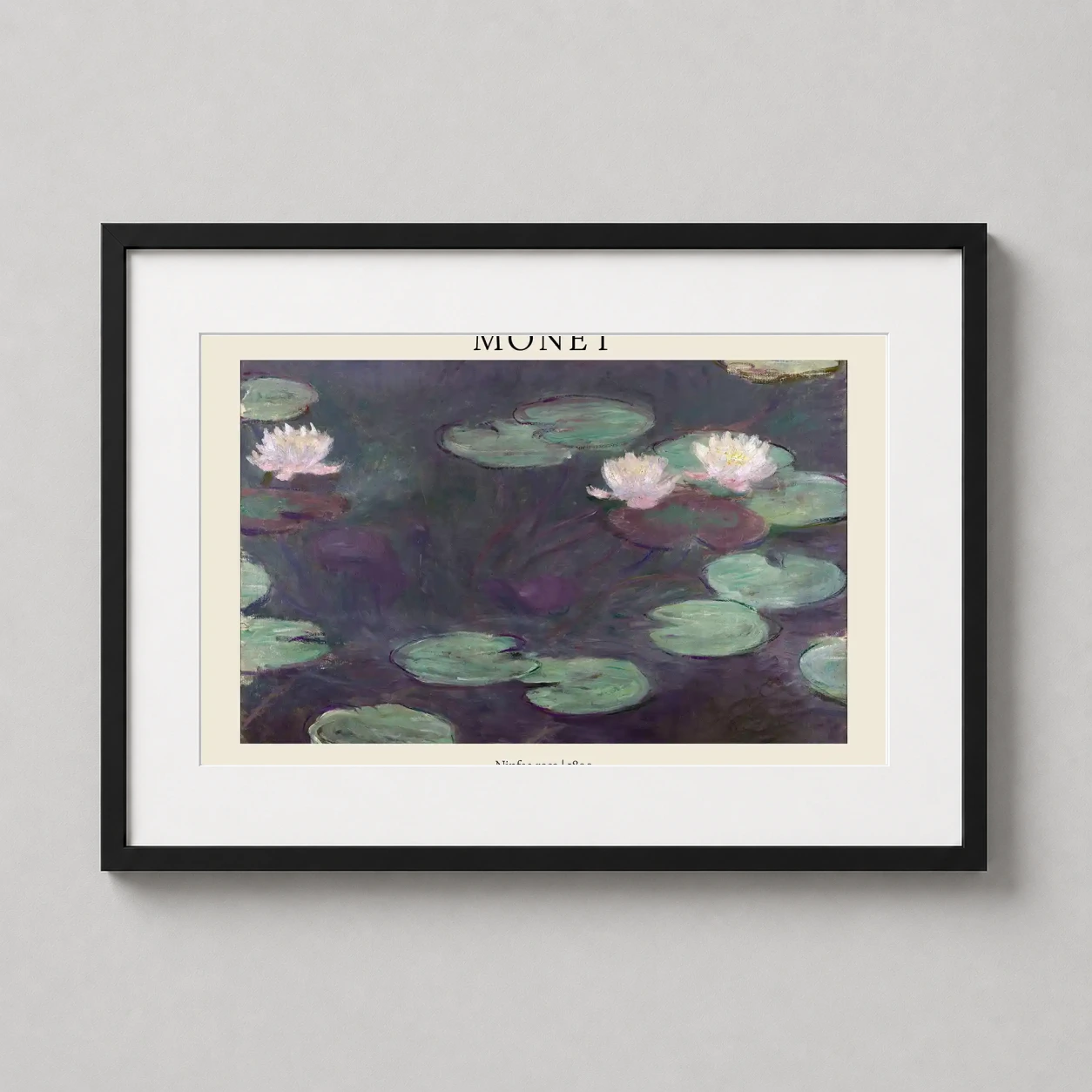 Claude Monet Ninfee Rosa — serene 1899 impressionist study of pink water lilies floating on deep