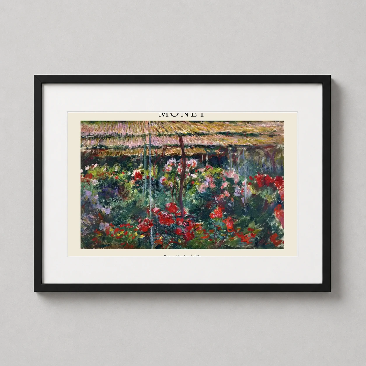 Monet Peony Garden 1887 — claude Monet's 1887 Peony Garden features lush red and pink blooms