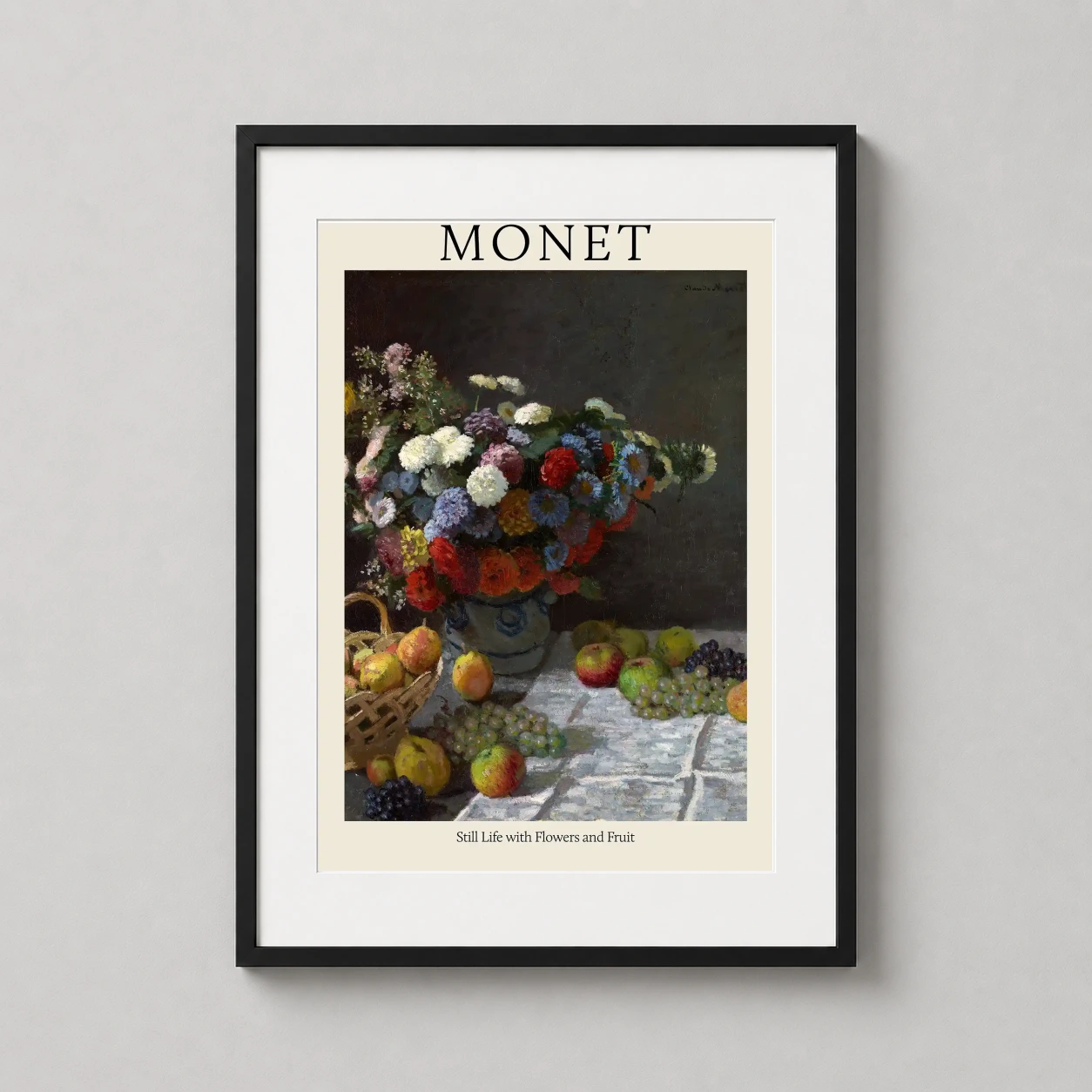 Claude Monet Still Life — vibrant Claude Monet impressionist painting featuring a dense bouquet