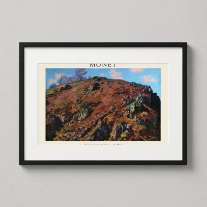 Claude Monet Creuse Landscape – Study of Rocks Le Bloc wall print with scenic wall presence by MerchFuse