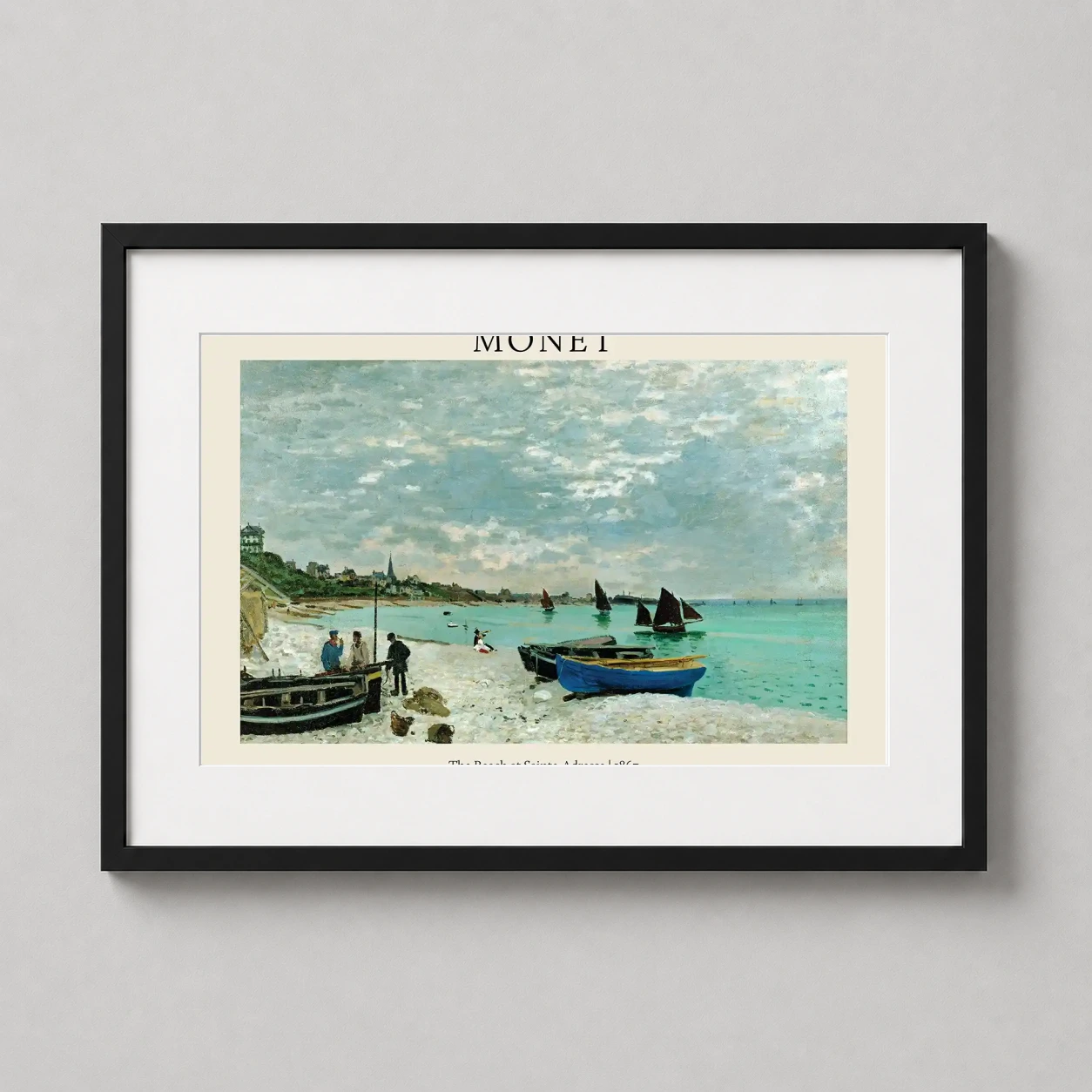 Claude Monet Beach Sainte-adresse — serene Impressionist landscape by Claude Monet featuring beached