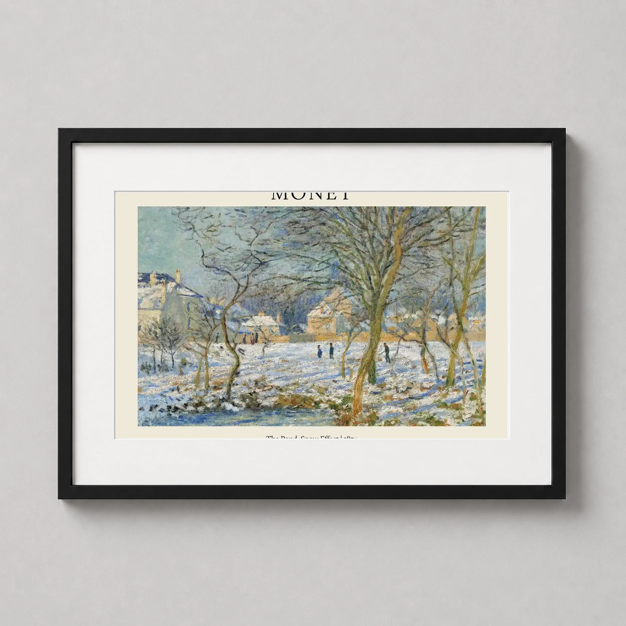 Claude Monet Pond Snow — impressionist masterpiece featuring a frozen pond and snow-covered