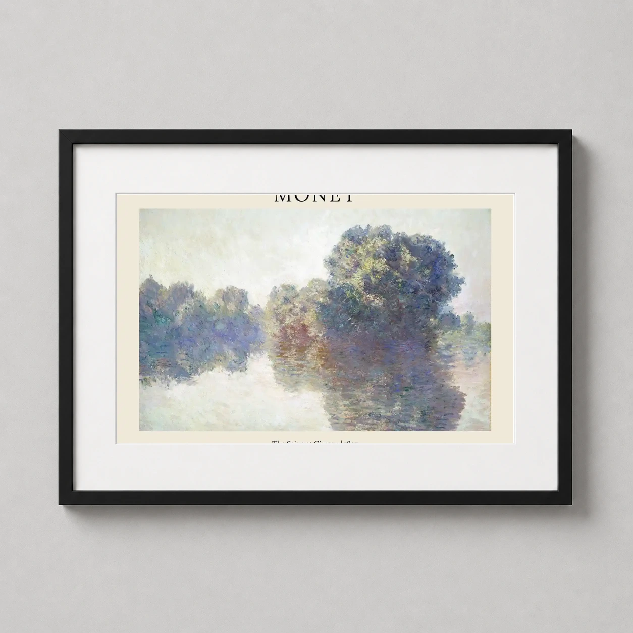 Claude Monet Seine Giverny — impressionist painting of the Seine at Giverny featuring soft blue and