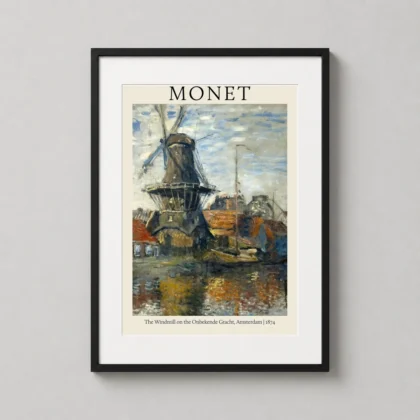 Claude Monet Amsterdam Windmill – 1874 Impressionist decorative art print for curated interiors by MerchFuse