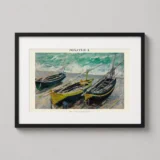 Monet Three Fishing Boats 1886 Impressionist Seascape Art Print