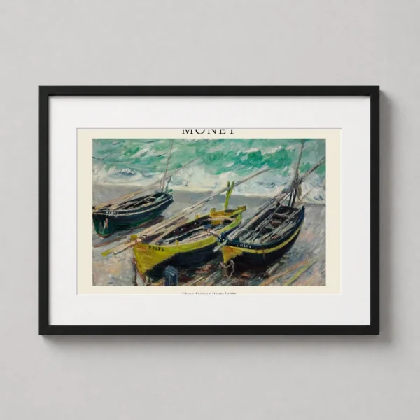 Monet Three Fishing Boats 1886 Impressionist Seascape Art Print