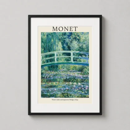 MerchFuse Claude Monet Japanese Bridge 1899 Impressionist Japanese woodblock print with impressionist character