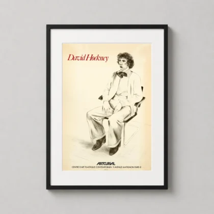 David Hockney Artcurial Exhibition Vintage Seated Figure wall print with period-inspired character by MerchFuse