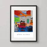 David Hockney Colorful Interior with Pink Chaise Art Print
