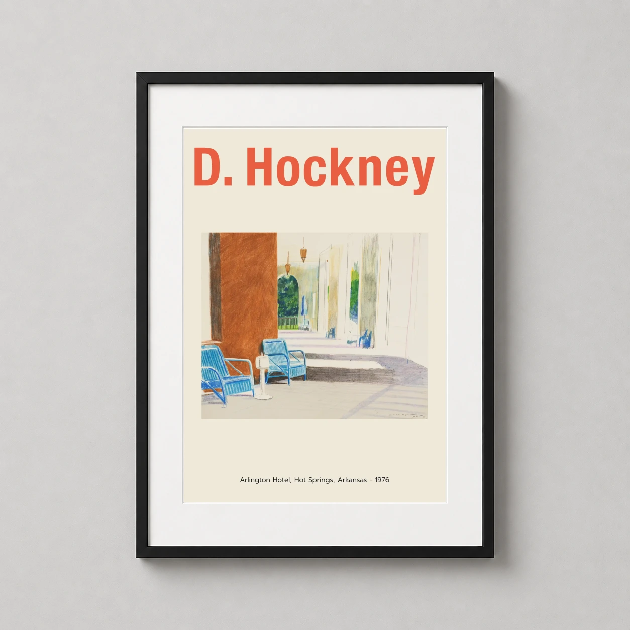 David Hockney Arlington Hotel — minimalist 1976 David Hockney illustration of the Arlington Hotel in