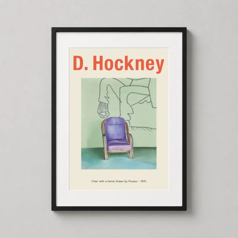 David Hockney Chair with a Horse Drawn by Picasso 1970 Art Print