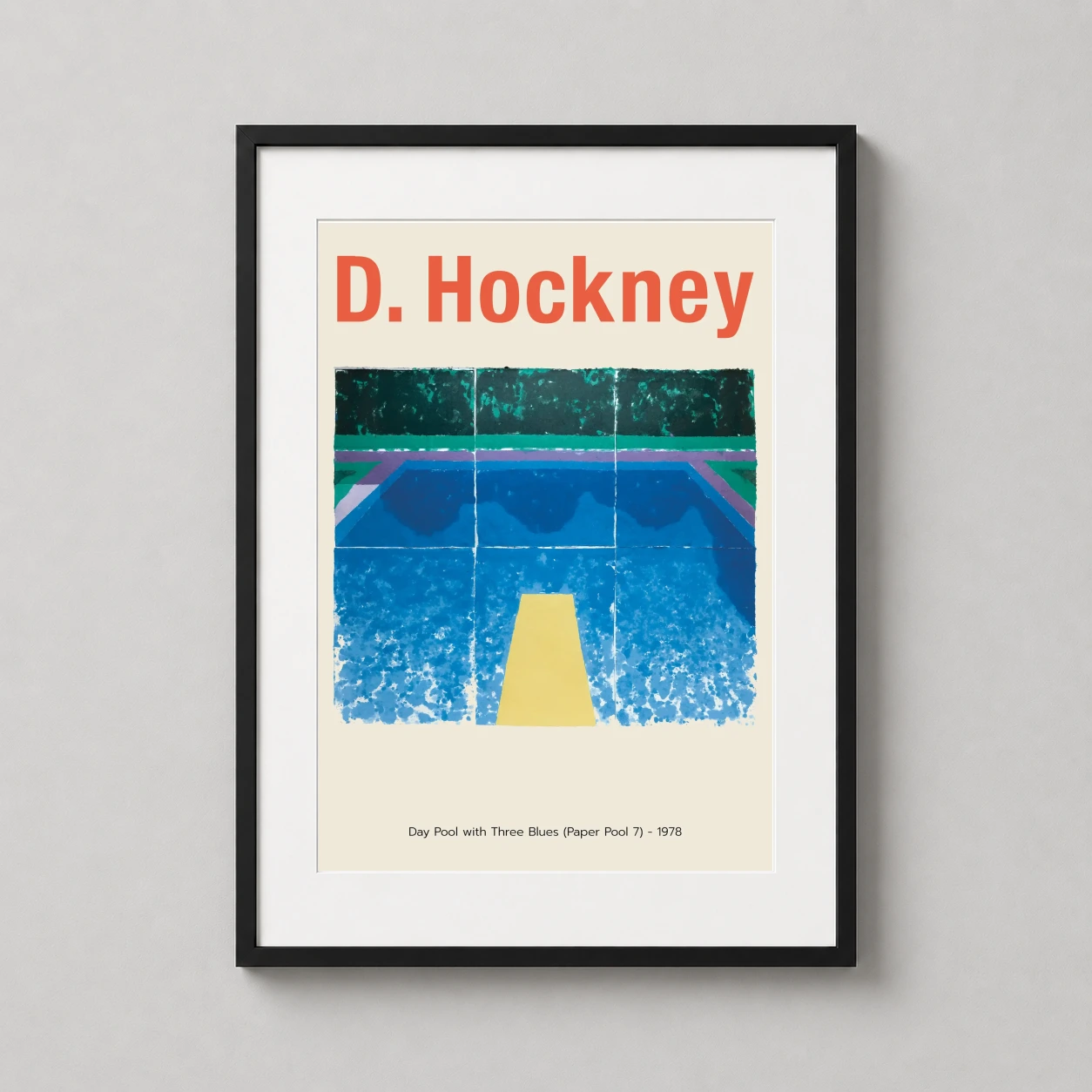David Hockney Day Pool — this David Hockney art print features a grid-style pool scene with a