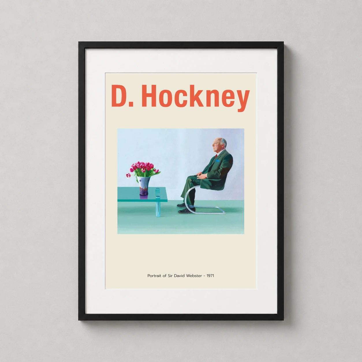 David Hockney Sir Webster — sophisticated 1971 exhibition poster featuring David Hockney's portrait