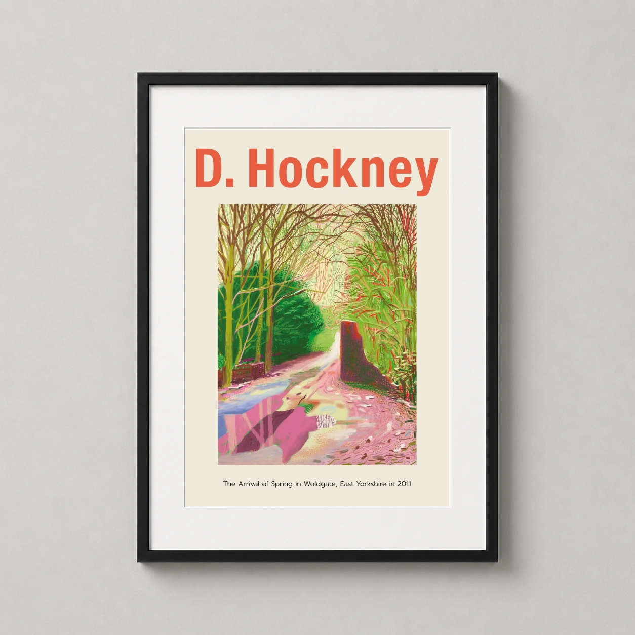 David Hockney Arrival Spring — vibrant David Hockney exhibition poster featuring the lush greens and